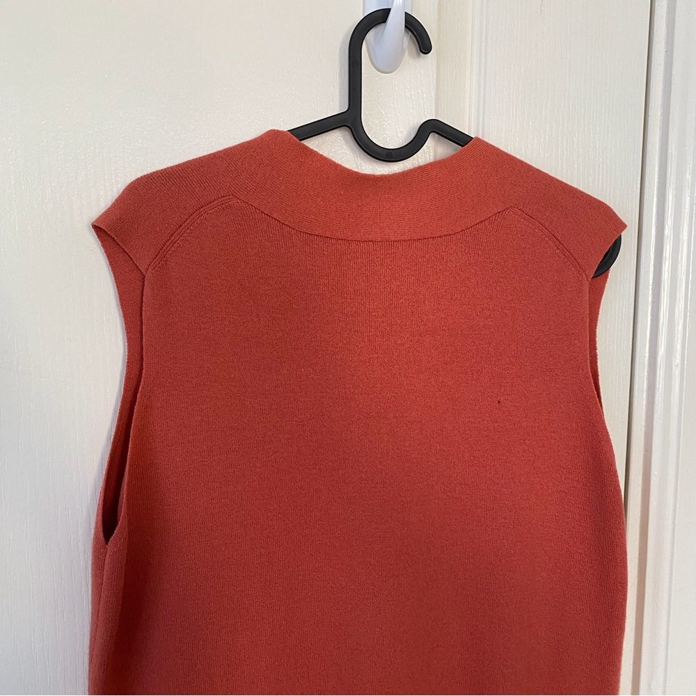 Eileen Fisher Coral Rust Orange V-neck Italian Yarn Wool Sweater Top Size 1X - Picture 6 of 11